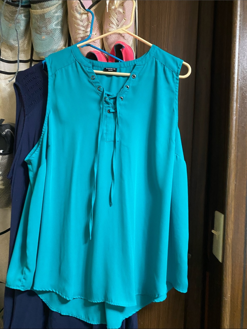 torrid Teal Lace-Up Sleeveless Camisole